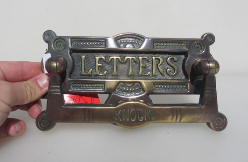 Antique brass letterbox letter - letterbox,