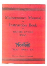 Norton Motorcycle Motorbike Solo 16H 490cc S.V. Maintenance Workshop Manual