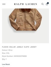 RRL Ralph Lauren Fleece collar Jungle Cloth Jacket Olive XXL 