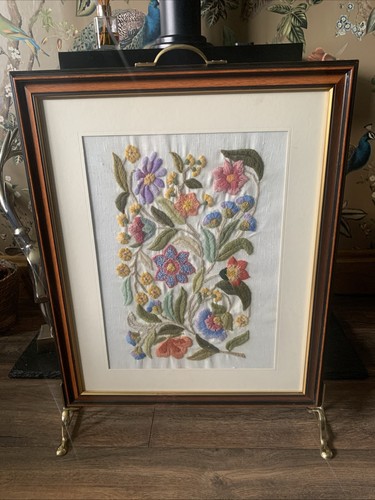 Fire screen with - screen, embroidery