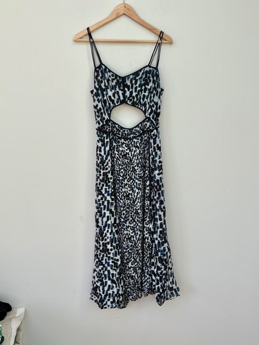 Reiss midi dress uk12 blue - dress,
