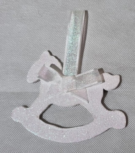 White wooden rocking horse - white,