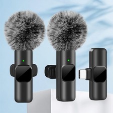 Wireless Lavalier Microphone Audio Video Recording Mini Mic For iPhone Android
