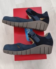 Wolky Charlotte Quebec Summer Shoes in Soft Blue Nubuck Leather - EU Size 37