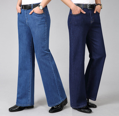 Bell bottom denim pants men - bottom,