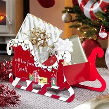 Extra Large Santa Christmas Sleigh Gift Holder Box Sleigh For Presents & Treats