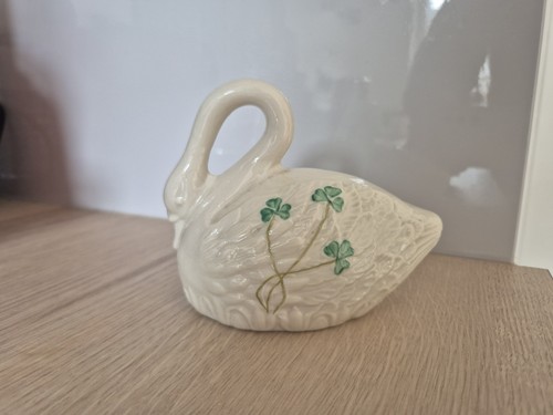 Belleek swan with green - belleek,