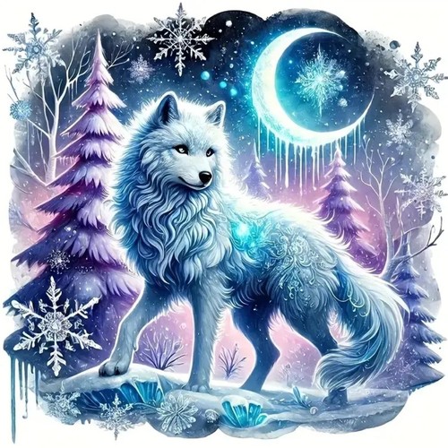 White wolf sticker - white, 3d