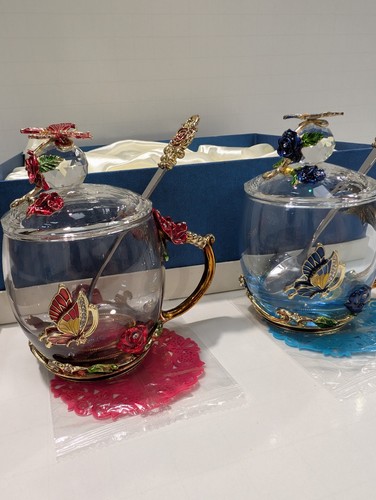 Floral enamel and glass brew - and,