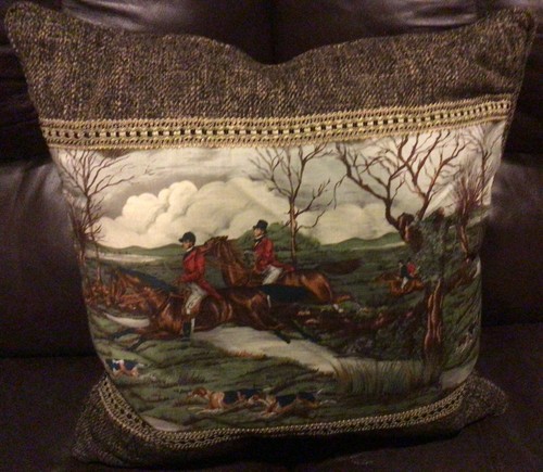 Fox hunt hunting pillow fabric - hunting,
