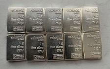 x10 1g SILVER BARS - .999 FINE