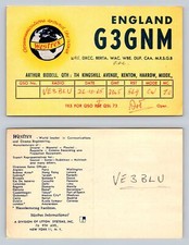 Ham Radio QSL QSO Postcard G3GNM, Harrow, Middlesex, England