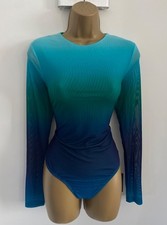 NEW Karen Millen Size M UK 10 STUNNING OMBRE BODYSUIT IN GREEN