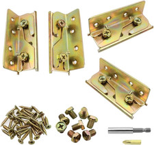 Dreamtop 4 Sets Non-Mortise Bed Rail Brackets Heavy Duty Rust Proof Bed Rail Bra