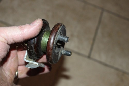 Vintage wooden fishing - , reel