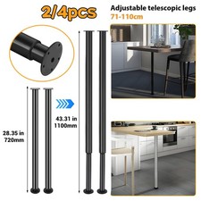 2-4x 710-1100MM ADJUSTABLE KITCHEN WORKTOP/DESK/BREAKFAST BAR TABLE LEG 60MM BAR