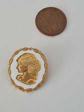 Vintage Gold Tone White Cameo