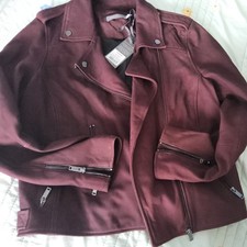 Burgundy Nubuck Biker Jacket