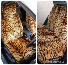For Renault Twizy  - Gold Tiger Faux Fur Furry Car Seat Covers - Full Set