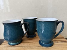 Denby Pottery Stoneware ~ THREE Greenwich Mugs. Craftsmen and Flared.