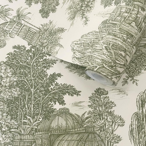 Toile wallpaper green - toile,