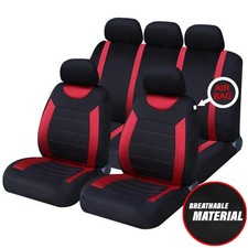 FOR NISSAN QASHQAI (2007-2014) - 9PC RED/BLACK SEAT COVER SET CAR VAN