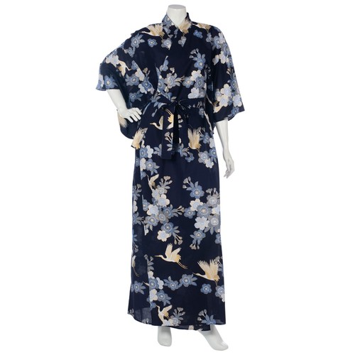 Long navy crane floral - crane,