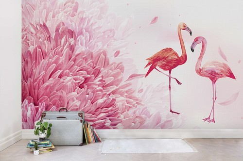 Pink flamingo floral - pink,