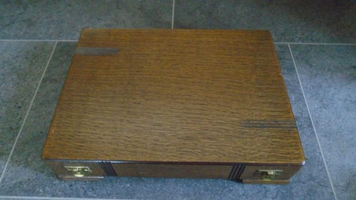 Oak cutlery box carved wood - oak,
