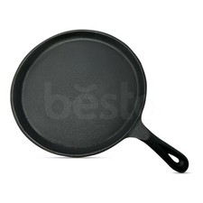 Black Pre-Seasoned Cast Iron Skillet Frying Pan Crepe Griddle BBQ Premium 27cm