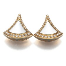 Auth BVLGARI Earrings Mother of Pearl Diamond Divas' Dream 18K 750 Rose Gold