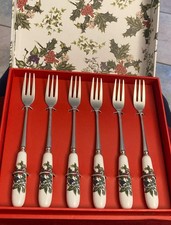 🌲🎁Portmeirion The Holly And The Ivy Set Of 6 Pastry Forks Christmas 🎁🌲