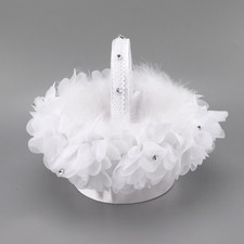 White Flower Girl Basket Elegant Bridesmaid Scattering Wedding