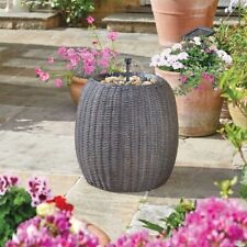 Rattan Solar Fountain Water Feature Garden Outdoor Decoration Patio 45cm