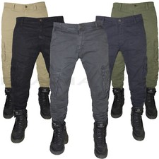 Pantaloni uomo Cargo tasche laterali multitasche slim elasticizzati tasconi c1