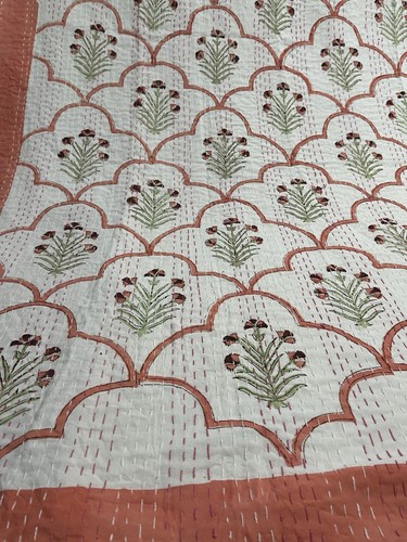Indian kantha quilt bedspread - quilt,