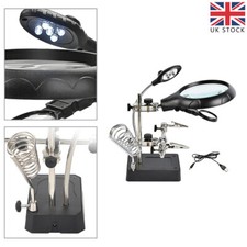 2.5/7.5/10X LED Light Soldering Station Magnifying Glass Helping Hands Magnifier
