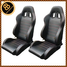 Pair BB4 Reclining Tilting Bucket Sports Seats Black / Red Universal 3 Series