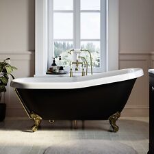 Black Freestanding Single Ended Roll Top Slipper Bath with  BUN/BOWBLK1615/93513