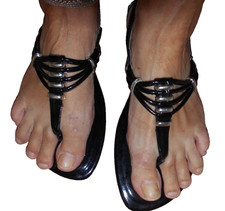 The Shoe Tailor new black toe post gladiator sandals size 8