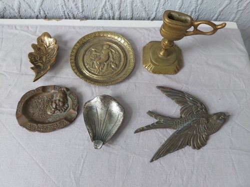 Old brass items joblot swallow - items,