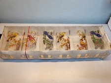 Vintage Luminarc Glass with Bird Design Set of 6 New In Box Made In France 1970s
