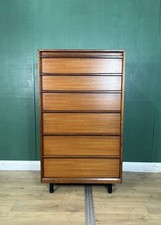 Mid Century Teak Tallboy Chest Of Drawers By Austin Suite-Courier Delivery