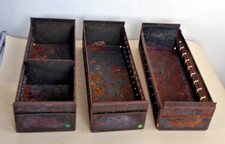 vintage industrial army green metal filing trays