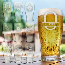 Personalised Pint Glass Laser Engraved Beer Glass Any Text Drinkware Gift