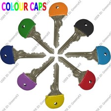 10 x Coloured Key Top cover Caps Assorted Head Covers ID Tag Cap Ring Keyring
