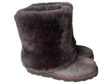 UGG AUSTRALIA MAYLIN BLACK SUEDE & SHEEPSKIN BOOTS, SIZE 8.5 UK/EUR 41,BRAND NEW