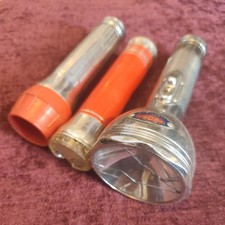 3 x Vintage Metal Battery Torches Drydex Ever Ready Ray o Vac