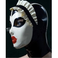 Latex Hood Drama Headgear Maid Rubber Mask Cosplay Fetish Club Party Wear BDSM