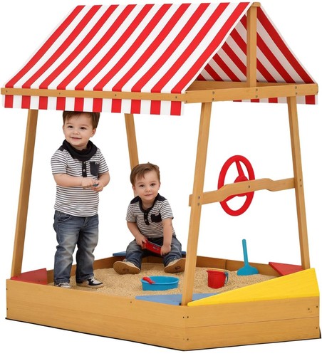 Aiyaplay wooden kids sandpit - wooden,